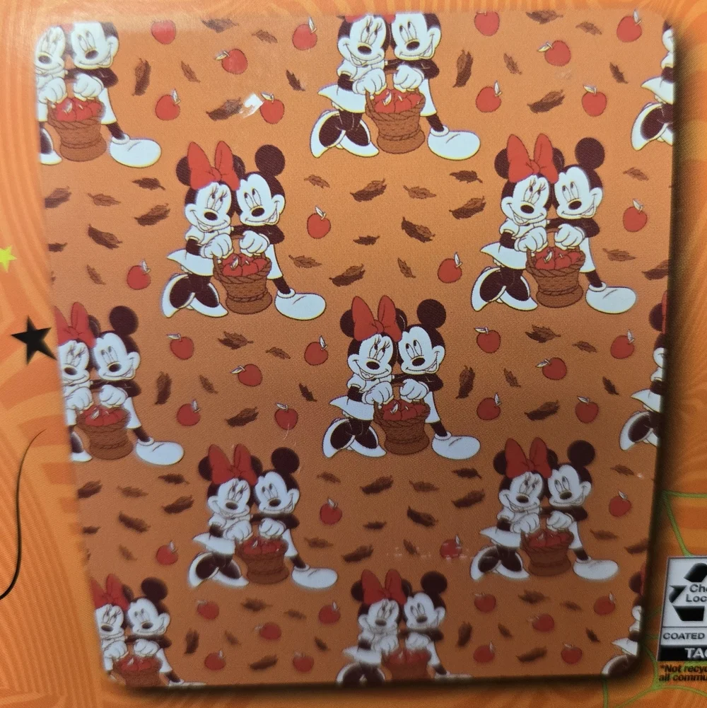 Disney Mickey Mouse Minnie Fall Leaves and Apples Plush Throw Blanket Orange